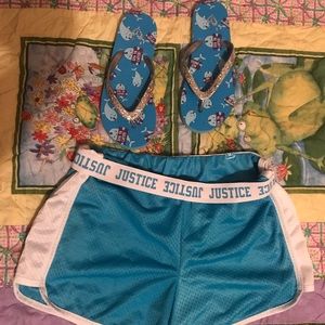 NWT justice shorts and sandals 2/3